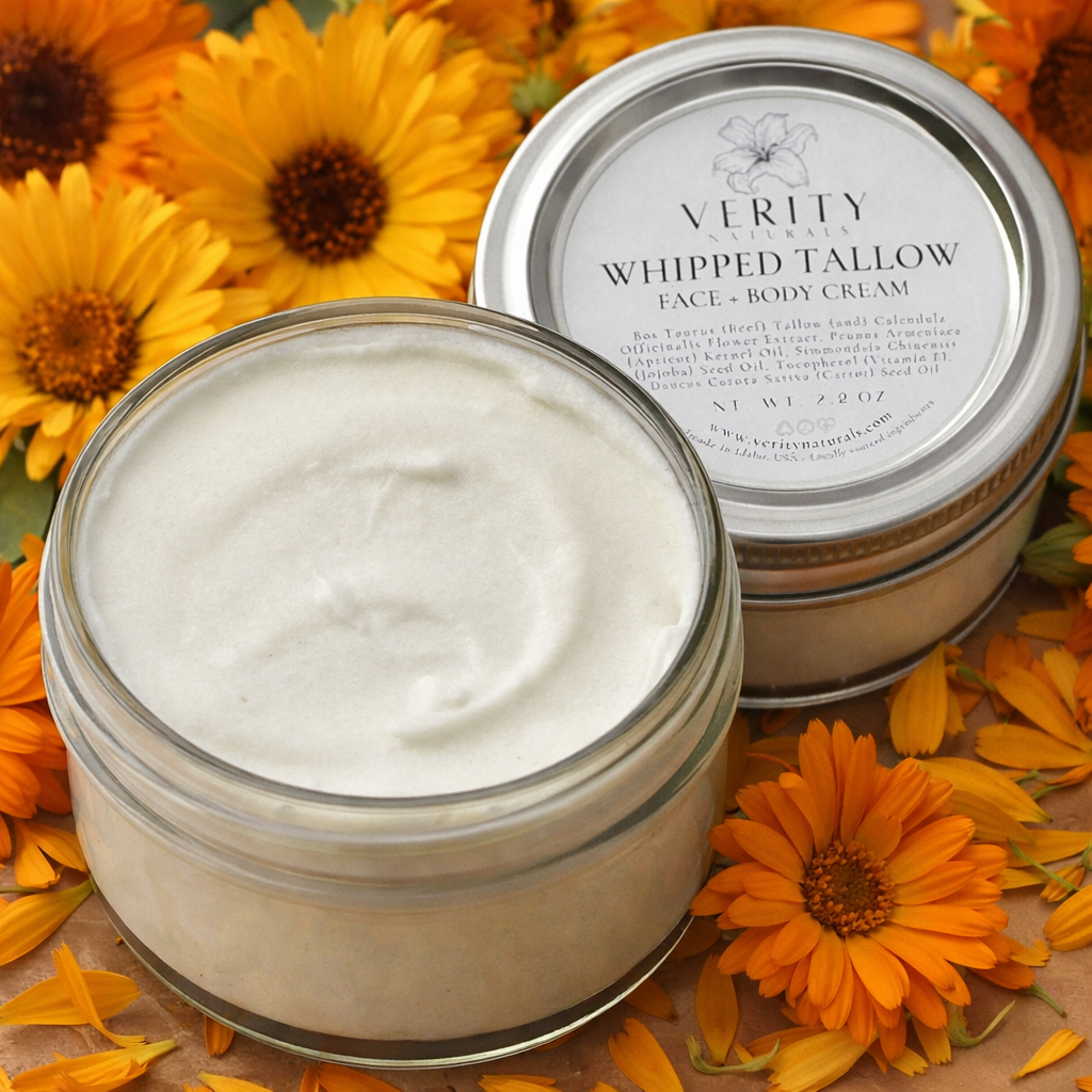Whipped Calendula Tallow Face Cream | Lightweight Barrier Support Moisturizer